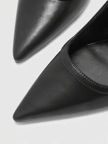 CUCCOO BIZCHIC Stilettos de punta fina, hebillas metálicas, tacones delgados para ir al trabajo, desplazamientos y citas - F54 lista uno negro - Ver 7