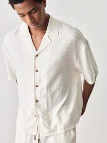 SWAVVY Men's Casual Short Sleeve Shirt & Shorts Set - Apricot - View 3