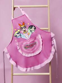 THE POWERPUFF GIRLS X SHEIN 1 件飞天小女警围裙，适用于烘焙、厨房清洁、馈赠 - 粉 - 查看 4