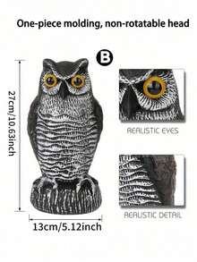 SHEIN 1PC Rotating Head Owl Scarecrow, Plastic Bird Repellent, Outdoor Pest Control Design Garden Protector, Outdoor Decorations, Squirrels And Mice! Perfect For Your Garden, Porch Or Balcony - Multicolor - View 16