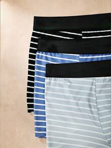 EverLounge 3pcs/Pack Men's Striped Boxer Briefs, Casual Comfortable Everyday Underwear - Multicolor - View 4
