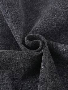 SHEIN 少女休闲牛仔裙，春秋/秋冬款，中蓝色牛仔布，A字喇叭裙摆，修身设计，面料柔软舒适，日常时尚单品 - 深灰色 - 查看 6