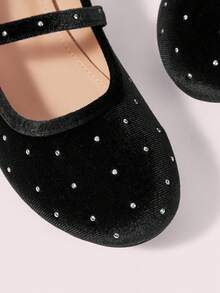 CUCCOO DOLLMOD Chaussures à bout rond, à tige basse avec boucle, semelle souple, chaussures rétro françaises pour femmes à enfiler, chaussures de grand-mère cloutées, chaussures de ballet polyvalentes de mode pour femmes, Chaussures de la Saint-Valentin - Noir - Voir 9