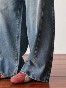 SWAVVY Men's Solid Color Minimalist Casual Jeans - Blue - View 5