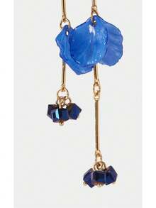 Noxbound A Pair Of European And American Fashion 3D Poppy Simulation Flower Crystal Fringed Earrings Sweet Seaside Vacation Style Earrings Temperament Fashion Earrings - Multicolor - View 4
