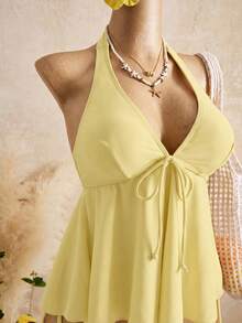 Bellisia Áo bikini hai dây chấm bi chất liệu mềm mại, thoải mái cho nữ, thích hợp cho kỳ nghỉ. - Màu vàng ngỗng - Xem 3