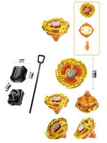 Metal Battle Spinner Gyro Set With Launcher, Rotating Metal Fighting Top Set, Classic Spinning Tops Battle Kit, Portable Outdoor Indoor Interactive Battle Gyro With Launcher - Gold - View 11
