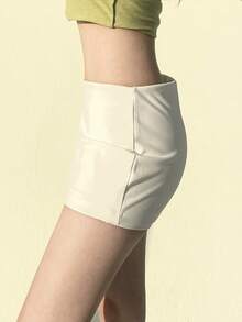 DAZY Women Solid Color Low-Waist Super Short Mini Skirt Summer,Pencil Skirt Low Rise - White - View 3