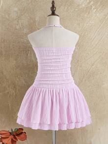 Sparklyn Tween Girls' Vacation Casual Starfish Pendant Decor Sleeveless Dress - Pink - View 2