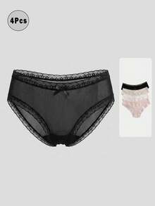 DAZY 4pcs Lace Patchwork Seamless Women's Underwear For Summer - Multicolor - View 3