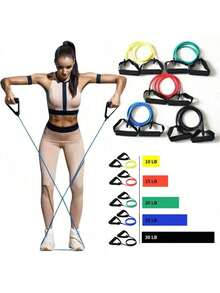 1pc Lightweight 5-Level Resistance Band With Handle, Strength Training Fitness Tube, Suitable For Yoga, Pilates, Home Workout, For Men And Women - Multicolor - View 2