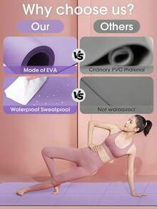 1 Buah Matras EVA Anti Selip Peredam Guncangan Ringan Portabel Tahan Keringat Empuk untuk Yoga, Tari, Pilates, Peregangan, Pemula, Matras Kebugaran Ungu untuk Latihan di Rumah, Gym, dan Olahraga Harian - Purple - View 6