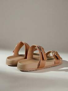 Solecia Sandal dengan Gesper Logam Ganda dan Sol Tebal, Sol Lembut, Serbaguna untuk Aktivitas Sehari-hari di Jalanan dan Musim Panas. - Unta dalam daftar - View 4