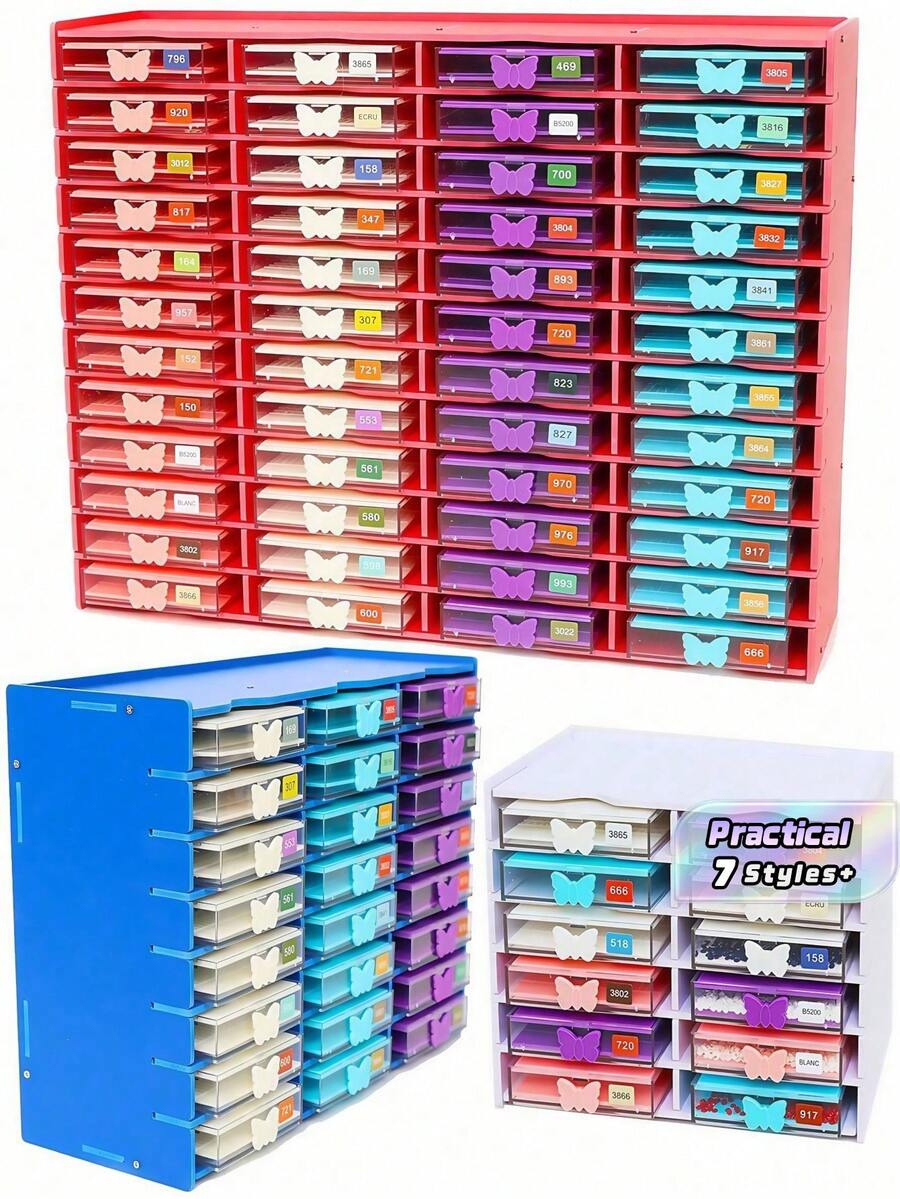 1 Set Diamond Art Trays With Shelf Kits For Adults, New Drawer Tray With Multi-Size Diamond Plate To Keep Diamonds Neatly Aligned Diamond Painting Accessories And Tools - Multicolor - View 1
