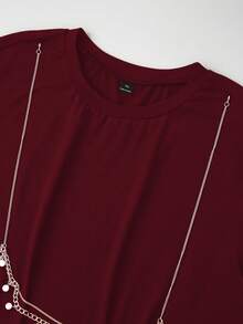 GlowEve CURVE Camiseta casual talla grande adecuada para ir al trabajo, vacaciones, festivales de música, ocasiones de vaquero occidental, primavera/verano - Burdeos - Ver 3