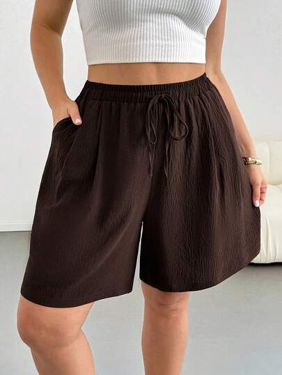 Shapeblank Quần dài/quần culottes/váy ống rộng cạp chun màu nâu đậm thời trang xuân/hè cho nữ, kiểu dáng thoải mái, thoáng mát, dễ chịu, đa năng, tôn dáng, thích hợp mặc hàng ngày, quần short mùa hè, quần rộng thùng thình, trang phục đi chơi, quần short thoải mái, quần short bay, quần short Bermuda, quần nữ.