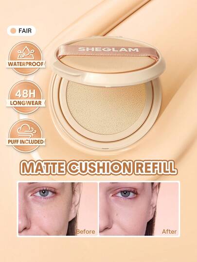 SHEGLAM Lock & Go Long-Lasting Cushion Foundation (Refill)-Fair Brand Beauty Makeup Face Paint Cosmetic For Women Girls Perfect For Spring Summer Ideal For Y2K Fancy Fashion Suitable For Birthday Mother'S Day Gift Rave Festival Party Ready Best Color