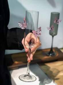 High-Borosilicate Designer High-Heeled Glass, An Worthy Wine Glass With A Stunning Design, A Butterfly-Themed Champagne Glass, And A Cute Cocktail Glass - Multicolor - View 4