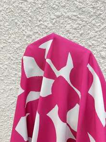 EMERY ROSE Gaun Maxi Kasual/Liburan Wanita Motif Biru dengan Leher Bulat dan Lengan Pendek - Hot Pink - View 4