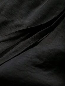 DAZY 女士宽松直筒弹力腰休闲度假短裤，纯色，夏季 - 黑色 - 查看 4