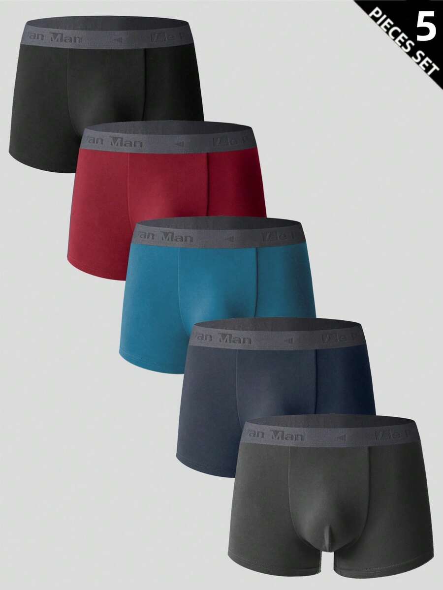 SHEIN 5pcs/Set Men's Comfortable Boxer Briefs - Multicolor - View 1