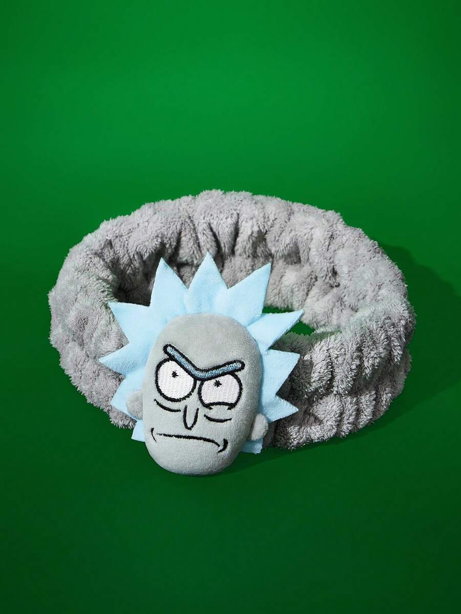 Rick and Morty X SHEIN 1Pc Plush Hair Band, Available For Face Wash And Makeup, Gray, Elastic And Comfortable, Does Not Restrain The Hair. - 1 Headband - View 1