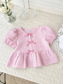 LMoss Kids Young Girl Woven Plaid Casual Shirt - Pink - View 5