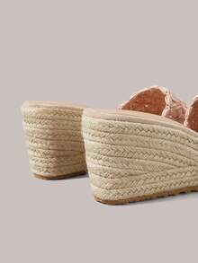 Styleloop Giày nữ, màu hồng nhạt, giày đế xuồng bằng dây gai dầu, sandal đế xuồng cao gót, giày bohemian giúp tôn chiều cao cho kỳ nghỉ. - Màu Hồng baby - Xem 6