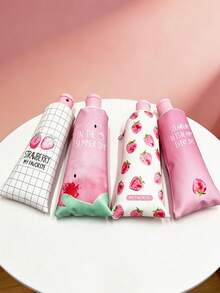 Joivida 1Pc Toothpaste Tube Shaped Pencil Case, Creative Minimalist Fruit Style, Fresh Large Capacity, Multifunctional Stationery Storage Bag, Portable Pencil Pouch For Girls - multicolor - View 8