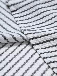 EGENSIO Men's Black & White Striped Simple Daily Short Sleeve Shirt, Summer - Black and White - View 6