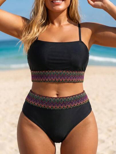 Swim Lushoire Bộ đồ bơi tankini hai mảnh màu trơn dành cho nữ cỡ lớn, kiểu dây mảnh, che bụng, thích hợp cho kỳ nghỉ biển.