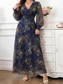Amorya Women's Floral Print Waist Tie Elegant Dress Elegant Party Dresses Festival Outfit Women  Junina Party Dress  Elegant Long Party Dress - Multicolor - View 6