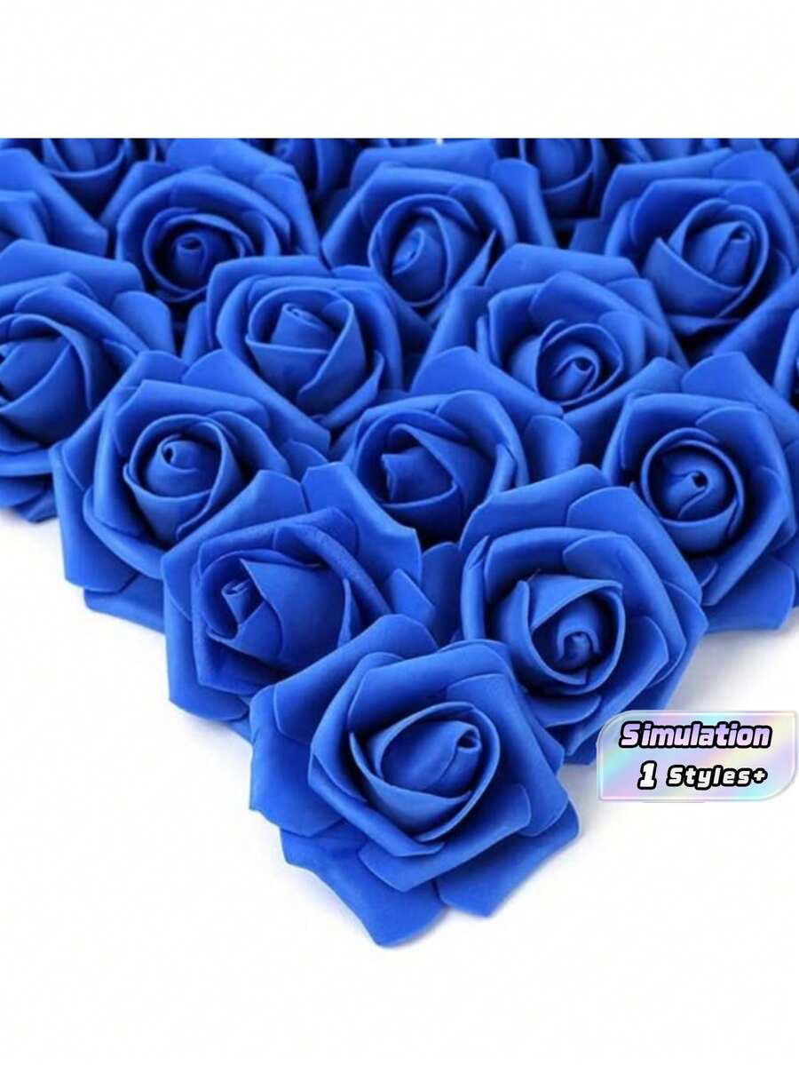 20pcs Artificial PE Foam Rose Heads, Fake Flowers For DIY Wedding Bouquets, Valentine's Day Gift Decorative Roses For Party - Royal Blue - View 1