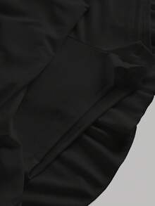 SHEIN Girlism 少女碎花露脐背心和荷叶边半裙两件套，休闲度假装 - 黑色 - 查看 5