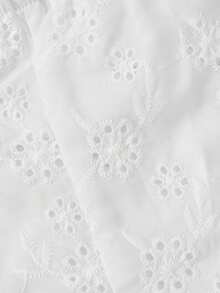 Sweetness Summer Vacation Casual Eyelet Embroidery Halter Backless Cropped V-Neck Tank Top For Women - White - View 4