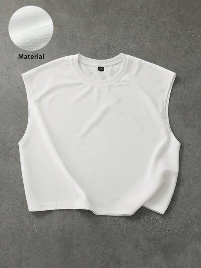 PAVTROS Unisex Minimalist Wide Shoulder Cropped Tank Top, Short Knit Shirt, Oversized Wide Shoulder Vest, American Rugged Streetwear Style, Casual Unisex Outfit, Minimal Clean Fit, Couples Matching, Versatile For All Seasons, Holiday Gift