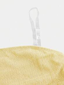 SHEIN Bộ đồ 2 món cho bé gái tuổi teen: áo tank top và chân váy lửng in hoa màu hồng, kiểu dáng ôm sát, thanh lịch và thoải mái. - Màu vàng - Xem 8