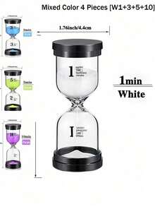 1/3/5/10/15/30 Minutes Black Lid Marked Glass Timer, Home Decor Sandclock, Suitable For Homework, Teeth Brushing, Kitchen Cooking, Yoga Gaming, Desktop Decoration Best Gifts Birthday Graduation - Multicolor - View 17
