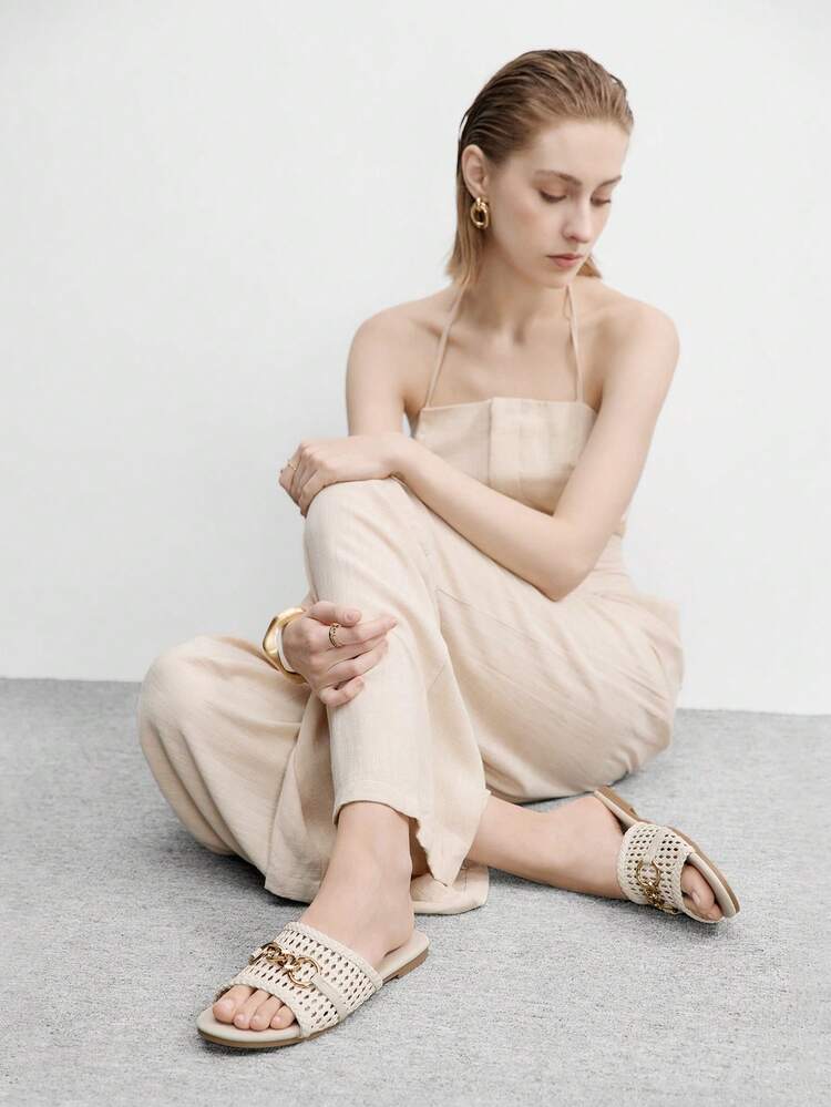 CUCCOO BIZCHIC Women's Casual Flat Sandals, Comfortable Open Toe Beach/Street Wear Slippers, Suitable For Autumn & Summer