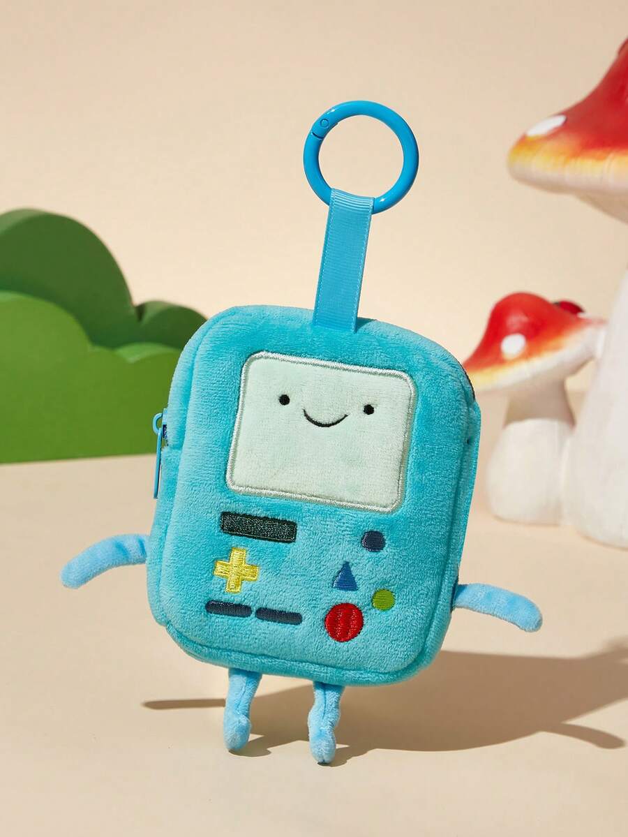 ADVENTURE TIME X SHEIN 1個可愛卡通零錢包,立體造型,可裝硬幣、卡片、鑰匙和其他用品,可掛在包包上,BMO - 綠色 - 查看 1