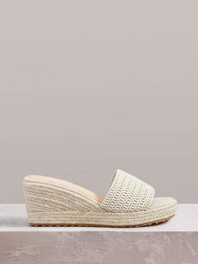 Styleloop Giày nữ, màu nâu, giày rơm đan bằng dây gai dầu, sandal đế xuồng, giày giúp tăng chiều cao, phong cách bohemian cho kỳ nghỉ.
