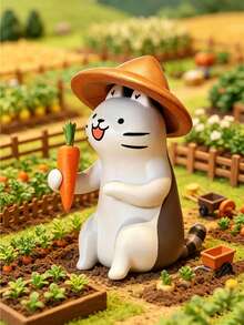 superFUNNYmarket 1/2/3Pcs Random Combination Japanese Style Cat Ornaments, Super Cute Cat Dalang And Miss Cat Design, Market Themed Doll Figures, Fun Boxed Desktop Decorations - multicolor - View 6