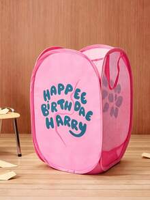 HARRY POTTER X SHEIN Polyester Fiber Foldable Storage Basket - Pop-Up Portable Storage Basket, Household Multi-Functional Storage Box, Suitable For Clothing, Toys, Sundries Sorting, Light, Durable And Easy To Clean, Suitable For Bedrooms, Living Rooms, Bathrooms, Dormitories, Travel Use, With Handle Can Be Hung Storage, Cartoon Pattern Design Fashion - Pink - View 6