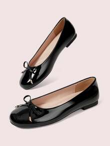 CUCCOO DOLLMOD Sepatu Flat Wanita, Sepatu Balet Ujung Bulat, Sepatu Slip-On Nyaman untuk Gaun, Bisnis, Santai, Kerja, Kantor, dan Kantor - Hitam - View 4