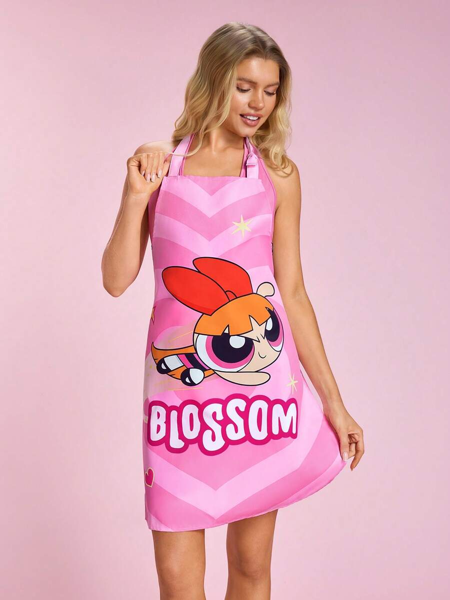 THE POWERPUFF GIRLS X SHEIN Tạp dề đầu bếp & Mũ đầu bếp - Hồng - Xem 1