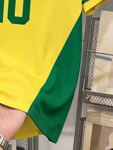Manfinity Joysei Áo thun bóng đá Brazil Style #10, mang màu áo vàng và xanh lá cây kinh điển, tri ân huyền thoại, thể hiện niềm đam mê bóng đá của bạn. - trắng - Xem 4
