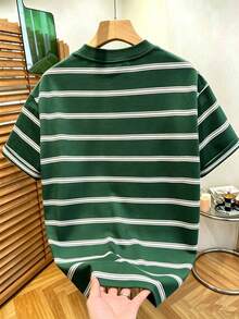 Manfinity Dauomo Men's Contrast Stripe Round Neck Short Sleeve Standard T-Shirt - Multicolor - View 2