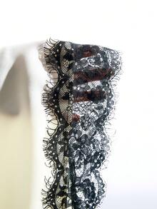 LYSMO Áo camisole nữ mùa hè phối ren, cổ chữ V, eo khoét, vạt không đối xứng. - Đen và trắng - Xem 8