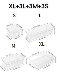 Caja de almacenamiento de cosméticos de escritorio, juego de organización de cajones de plástico transparente, caja de almacenamiento de tocador transparente, caja de almacenamiento exquisita, caja de partición de cajón de escritorio y caja de almacenamiento, adecuada para cosméticos, joyas, herramientas pequeñas en la cocina, el dormitorio, el baño, la oficina, la decoración del cajón del escritorio para fiestas - transparente - Ver 25