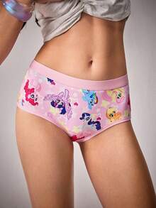 My Little Pony X SHEIN Bộ 3 chiếc quần lót nữ in hình ngựa hoạt hình dễ thương, thoải mái. - Nhiều màu - Xem 4